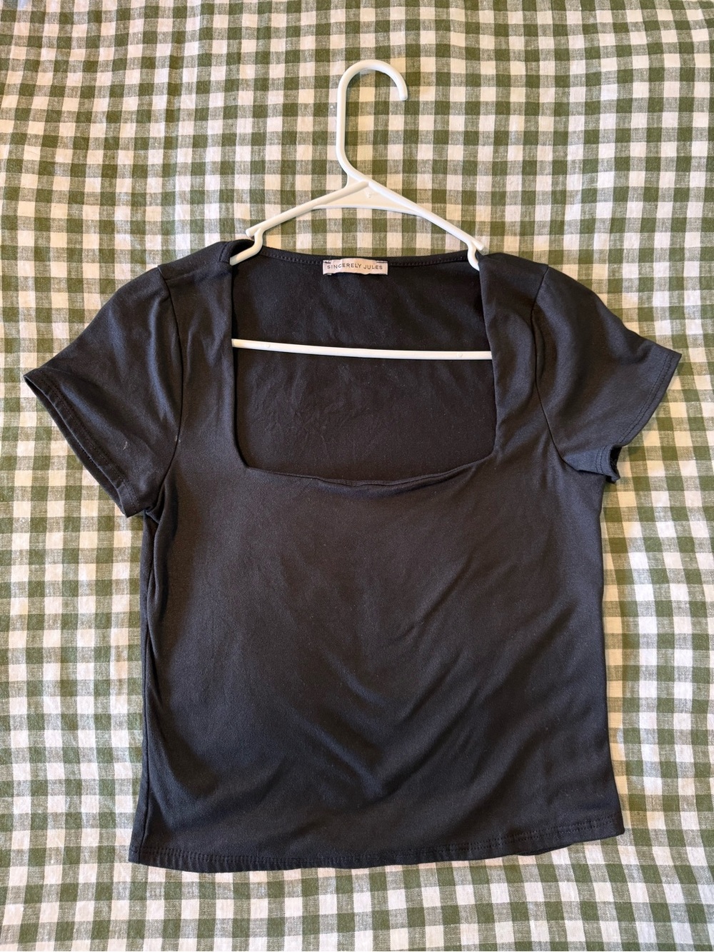 Sincerely Jules Black Square Neck Short Sleeve Top